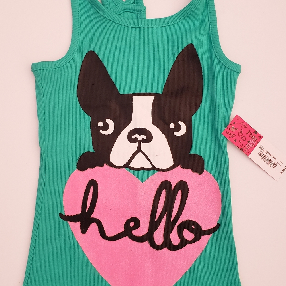 JCP Total Girl ribbed graphic tank MED 10/12 NWT